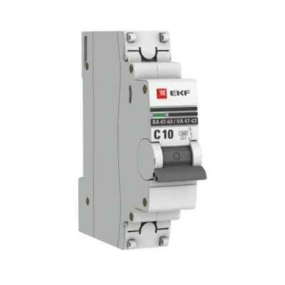 Автоматический выключатель 1P 10А (C) 4,5kA ВА 47-63 EKF