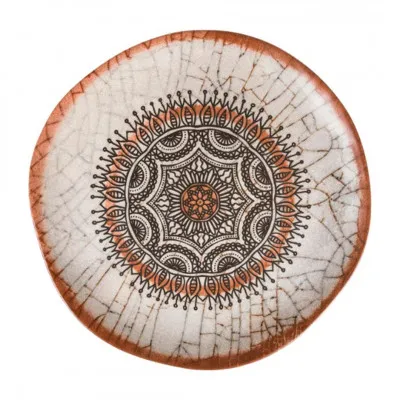 Круглая тарелка с орнаментом (коричневая, 28 см)