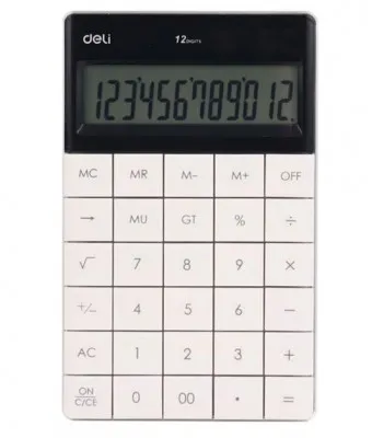 Калькулятор 12 разрядов, белый Deli