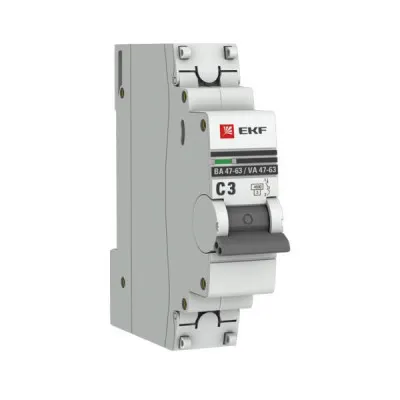 Автоматический выключатель 1P 3А (C) 4,5kA ВА 47-63 EKF
