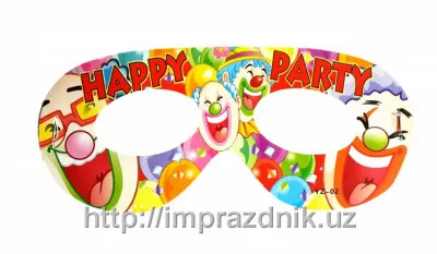 Маска праздничная "Happy birthday" клоуны