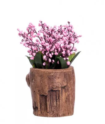 Декоративный керамический пенек с цветком (15 см) №277