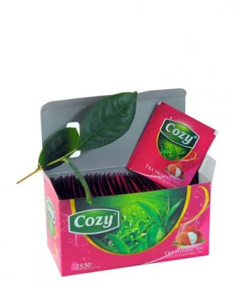 Черный чай COZY с личи в пакетиках (25 пакетиках)