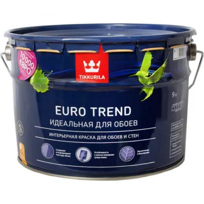 Краска Tikkurila для обоев и стен EURO TREND A матовая  9Л