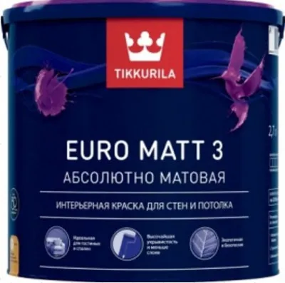 Краска Tikkurila интерьерная EURO MATT 3A  глубокоматовая 0,9 Л