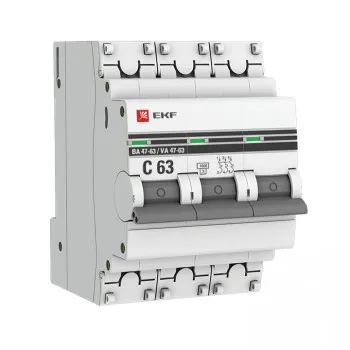 Автоматический выключатель 3P 2-6А (C) 4,5kA ВА 47-63 EKF