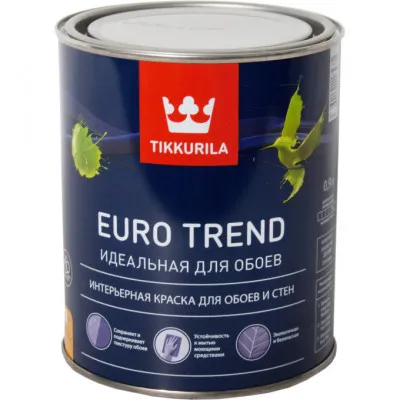 Краска Tikkurila для обоев и стен EURO TREND A матовая 0,9 Л