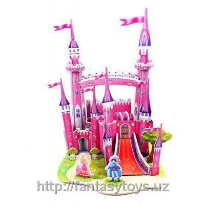 Картонный 3D-мини-пазл "Розовый замок"