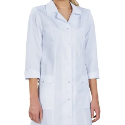 Медицинский халат из смесовой ткани с логотипом (микроДжинс белый) до 100 шт