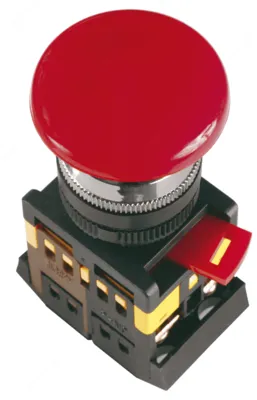 Кнопка AEAL22 "Грибок" с фиксацией красный d22мм 240В 1з+1р IEK