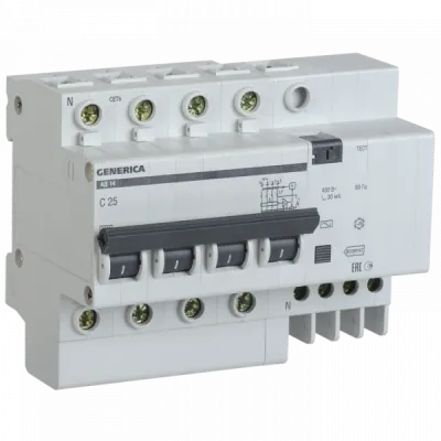 Автоматический выключатель дифференциального тока АД14 4Р 25-63А 30мА ИЭК