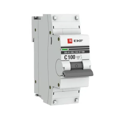 Автоматический выключатель 1P 100А (C) 10kA ВА 47-100 EKF
