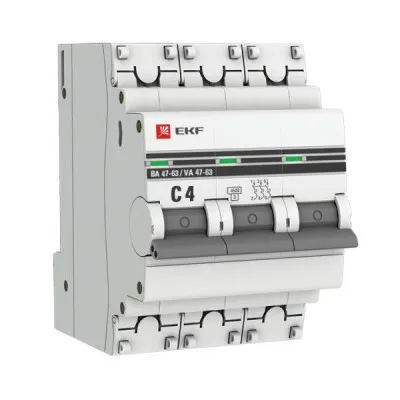 Автоматический выключатель 3P 4А (C) 4,5kA ВА 47-63 EKF