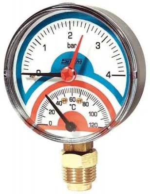 Термоманометр вертикальный 6 бар