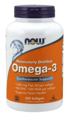 Omega-3, Now Foods, 180 EPA/120 DHA, 200 капсул