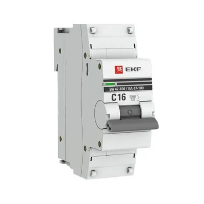 Автоматический выключатель 1P 16А (C) 10kA ВА 47-100 EKF PRO