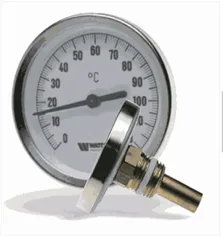 Термометр биметаллический аксиальный с погружной гильзой 75 мм F+R801 OR 63mm 0-120°C