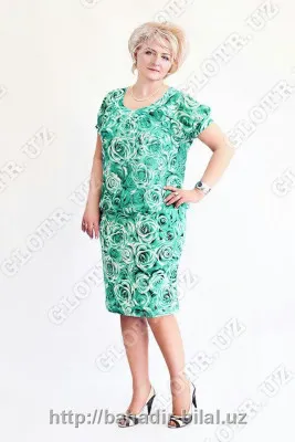 Платье с принтом" Зеленые розы"