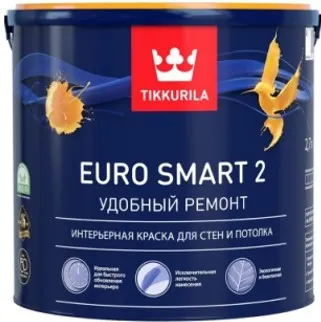 Краска Tikkurila интерьерная EURO SMART 2 A глубокоматовая 2,7Л