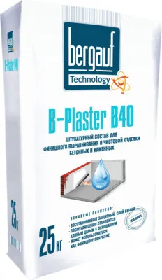 B Plaster B40 Штукатурный раствор, усиленный фиброй для финишного выравнивания и чистовой отделки бетонных и каменных конструкций