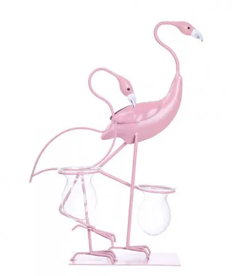 Декоративная  композиция "Розовый фламинго" с  2 колбами (46 см)
