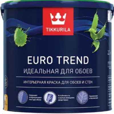 Краска Tikkurila для обоев и стен EURO TREND A матовая 2,7Л