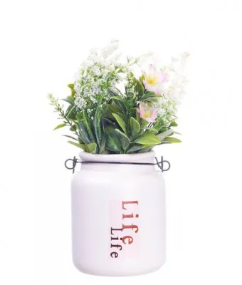 Декоративное керамическое ведро с цветком "Life" ( 20 см) №292