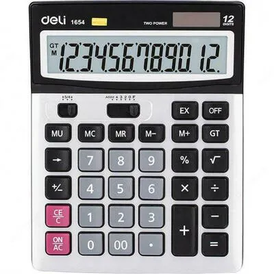 Калькулятор 12 разрядный серый цв. 190*149*34 Deli E1654