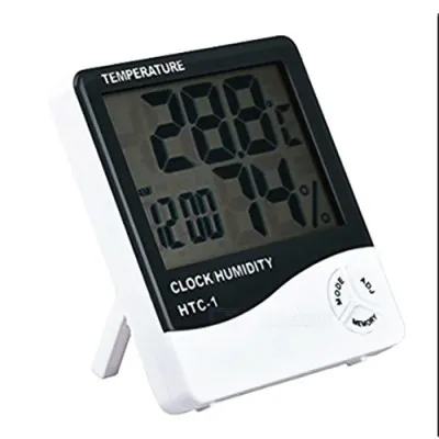 Термометр гигрометр с часами и будильником HTC-1.