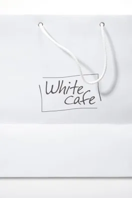 Бумажный пакет для кафе white cafe
