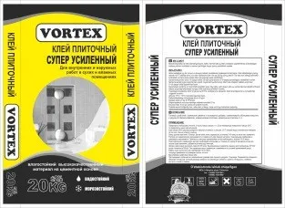 Клей плиточный супер усиленный т/м Vortex (в мешках 25кг)