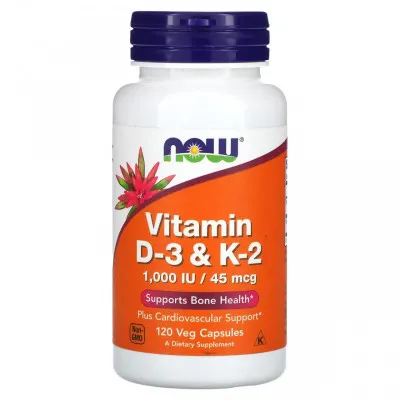 Витамины D3 и K2 Now Foods, 120 растительных капсул