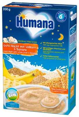 Humana Молочная каша спокойной ночи с бананом 200г с 6 месяцев