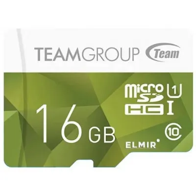Цветная карта памяти Team Group microSDHC UHS-I / U1 класса 10 / 16 ГБ с адаптером, скорость до 80 МБ